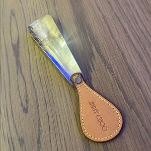 Jimmy Choo Silver Shoe Horn with Tan Leather Handle